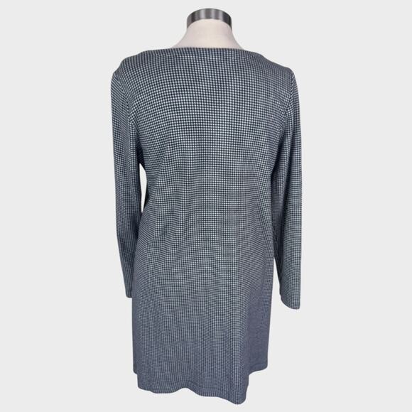 J. Jill Small Petite SP V Neck Dress Black White Check Cotton Modal Rayon - Picture 9 of 12